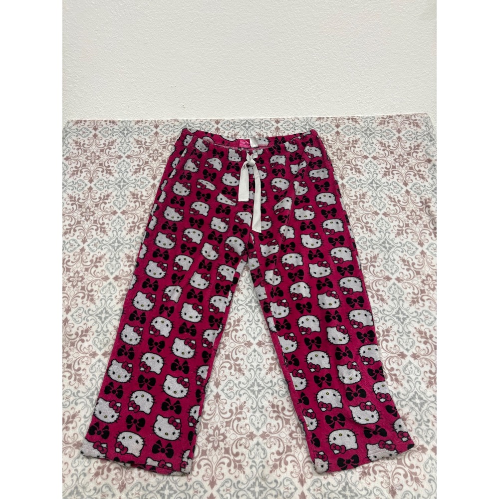 Hello Kitty Pink Fleece Pajama Pants All Over Print Girls XL 16/18 Drawstring